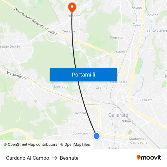 Cardano Al Campo to Besnate map