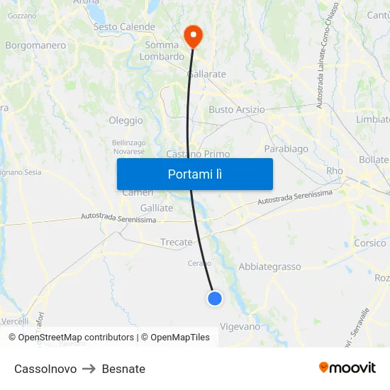 Cassolnovo to Besnate map
