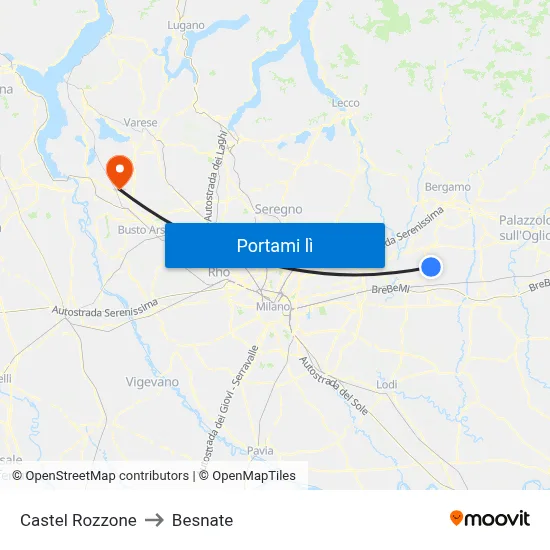 Castel Rozzone to Besnate map