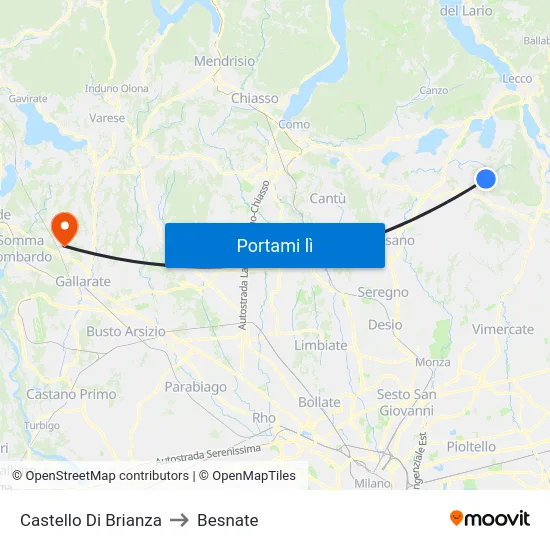 Castello Di Brianza to Besnate map