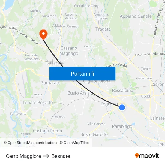 Cerro Maggiore to Besnate map