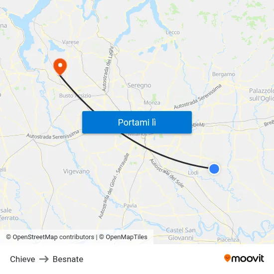 Chieve to Besnate map