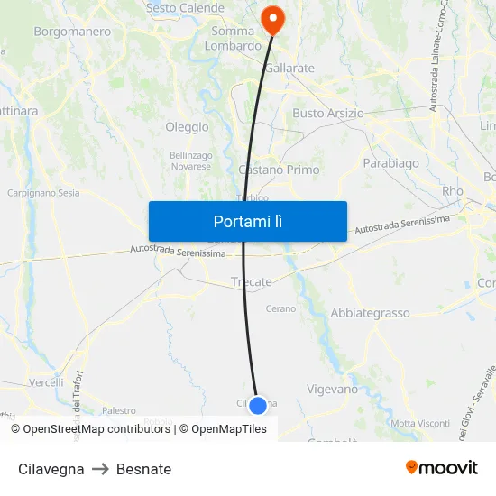Cilavegna to Besnate map