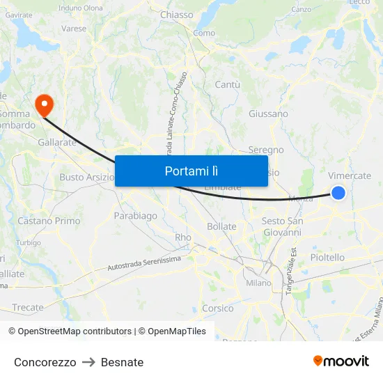 Concorezzo to Besnate map