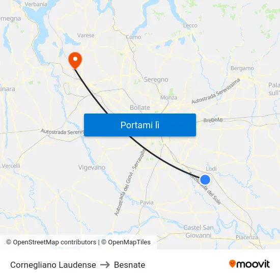 Cornegliano Laudense to Besnate map