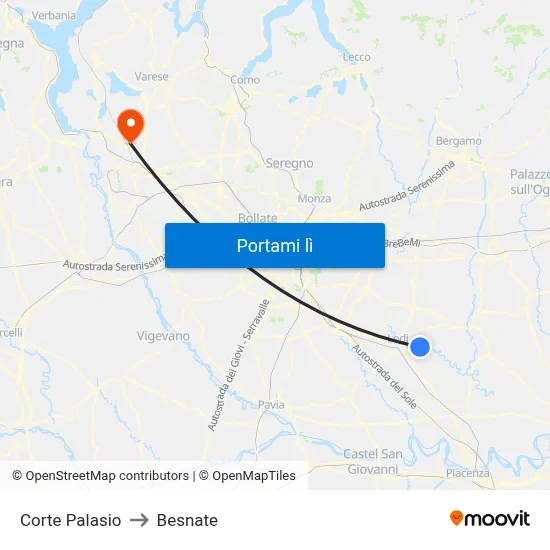 Corte Palasio to Besnate map