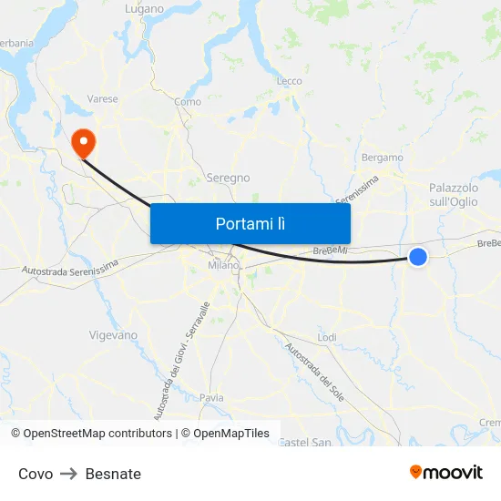 Covo to Besnate map