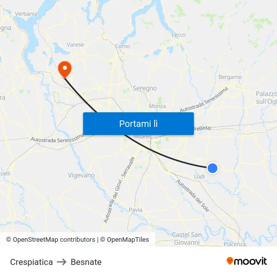 Crespiatica to Besnate map