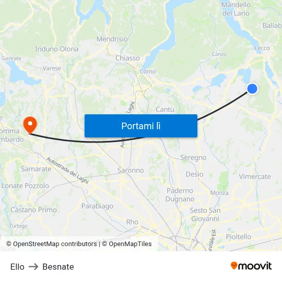 Ello to Besnate map