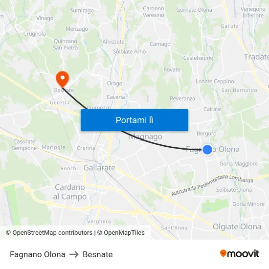 Fagnano Olona to Besnate map