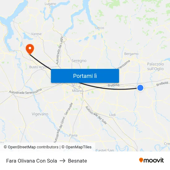 Fara Olivana Con Sola to Besnate map