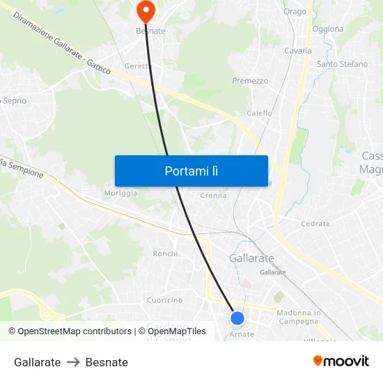 Gallarate to Besnate map