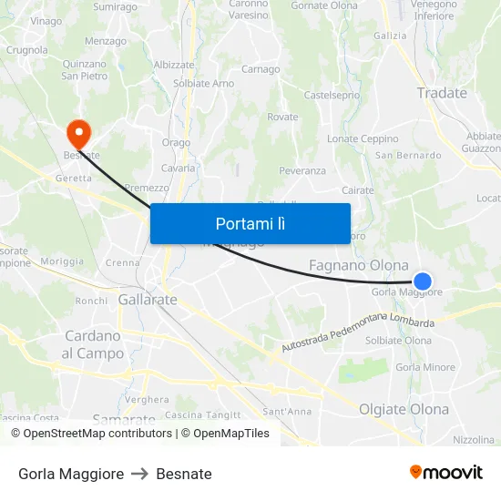 Gorla Maggiore to Besnate map