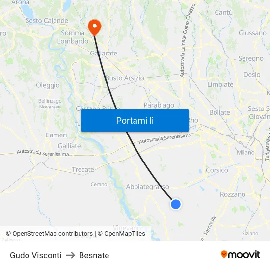 Gudo Visconti to Besnate map