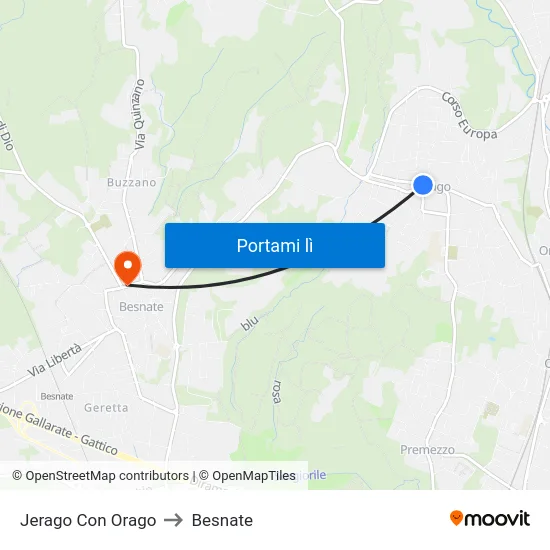 Jerago Con Orago to Besnate map