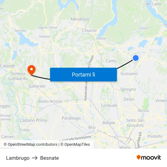 Lambrugo to Besnate map