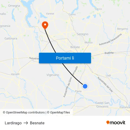 Lardirago to Besnate map