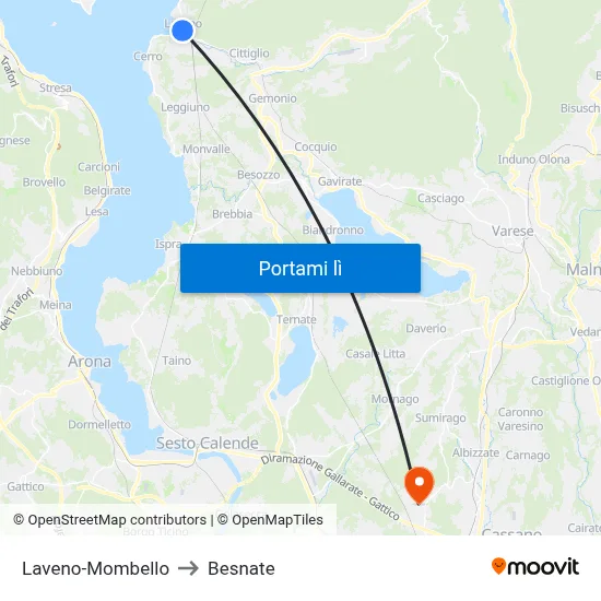 Laveno-Mombello to Besnate map