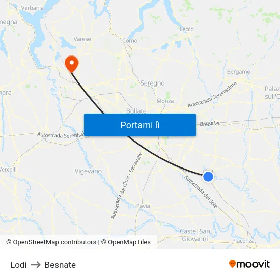 Lodi to Besnate map