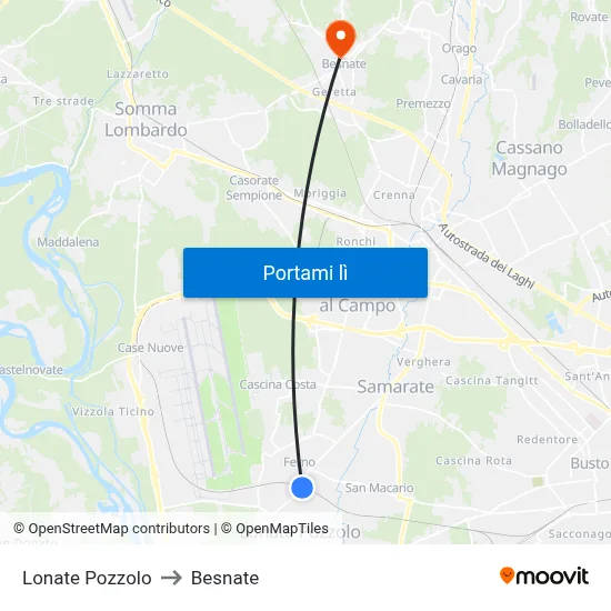 Lonate Pozzolo to Besnate map