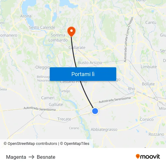 Magenta to Besnate map