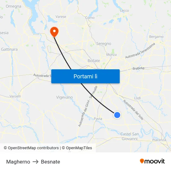 Magherno to Besnate map