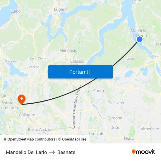 Mandello Del Lario to Besnate map