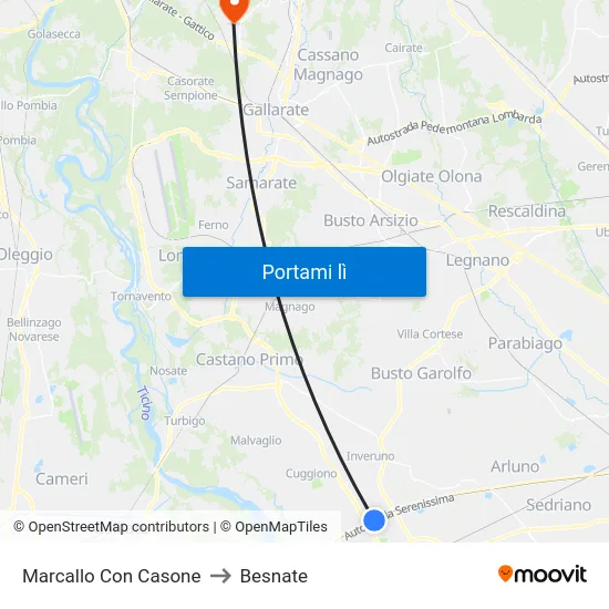 Marcallo Con Casone to Besnate map