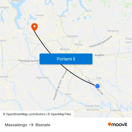 Massalengo to Besnate map