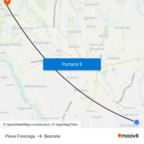 Pieve Fissiraga to Besnate map