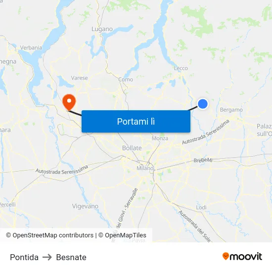 Pontida to Besnate map