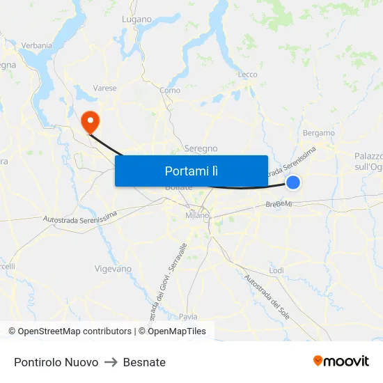 Pontirolo Nuovo to Besnate map