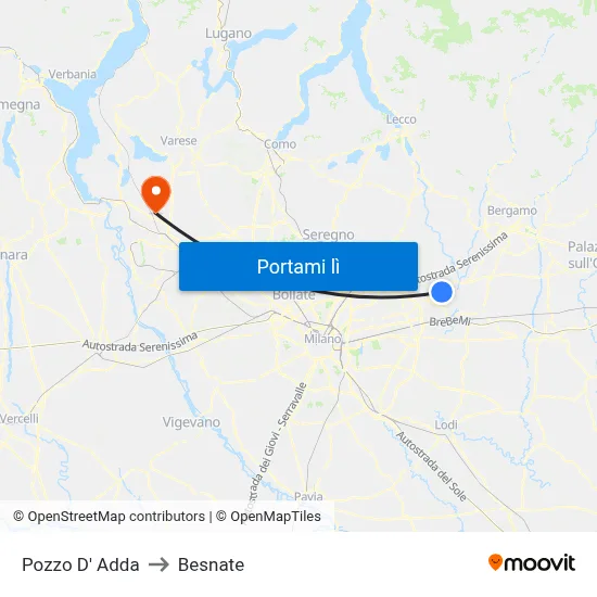 Pozzo D' Adda to Besnate map