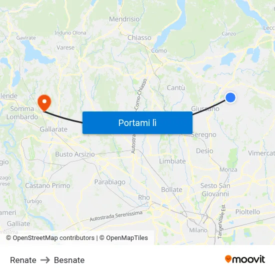 Renate to Besnate map