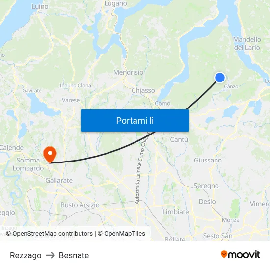 Rezzago to Besnate map