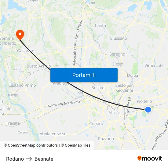 Rodano to Besnate map