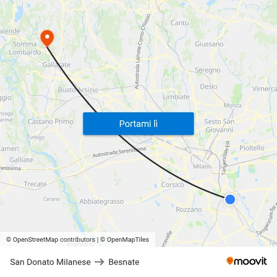 San Donato Milanese to Besnate map