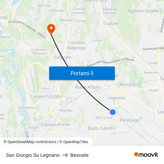San Giorgio Su Legnano to Besnate map