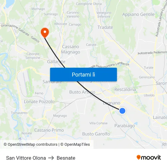 San Vittore Olona to Besnate map