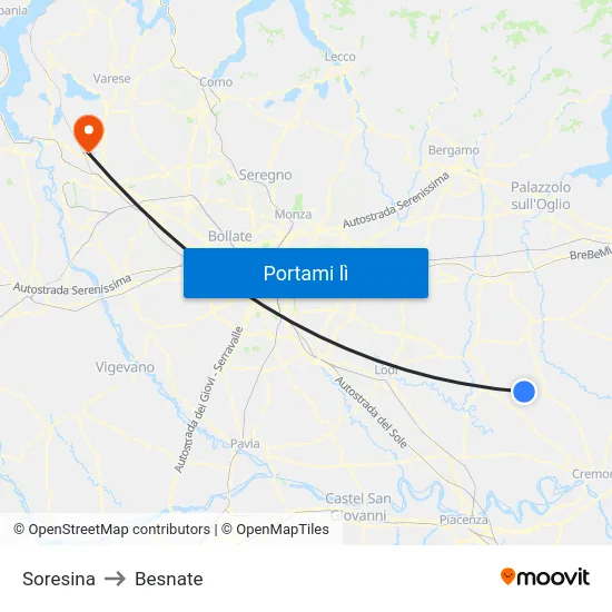Soresina to Besnate map