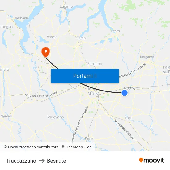 Truccazzano to Besnate map