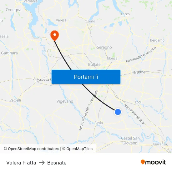 Valera Fratta to Besnate map