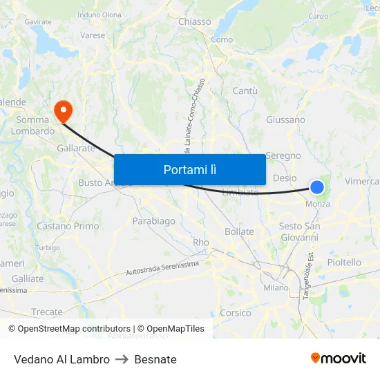 Vedano Al Lambro to Besnate map