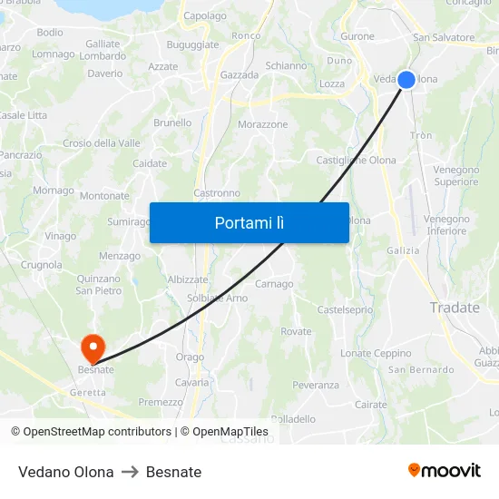Vedano Olona to Besnate map