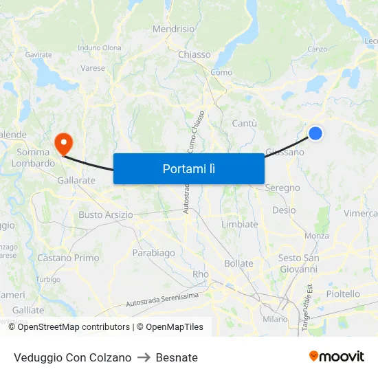 Veduggio Con Colzano to Besnate map