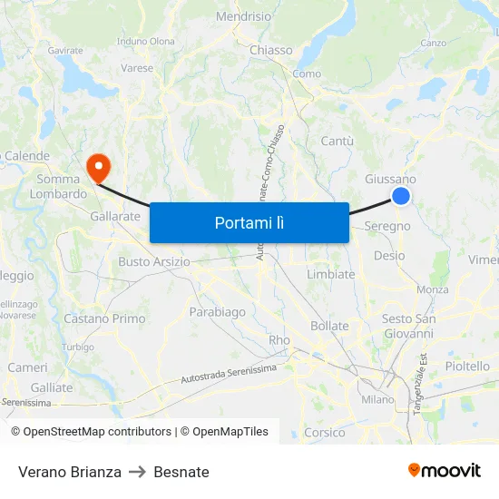 Verano Brianza to Besnate map