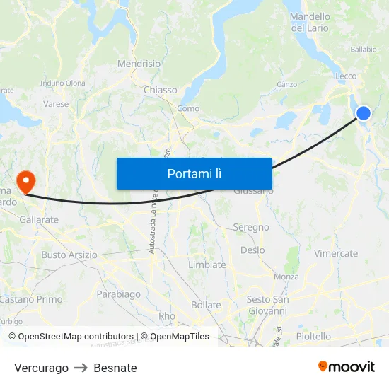 Vercurago to Besnate map