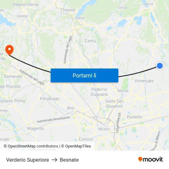 Verderio Superiore to Besnate map