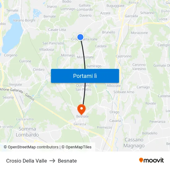 Crosio Della Valle to Besnate map
