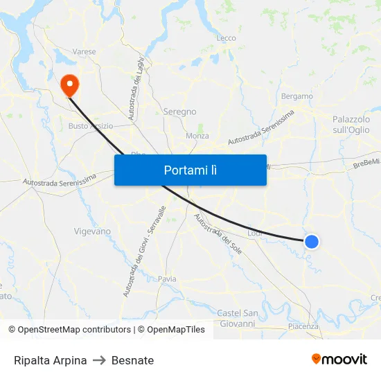 Ripalta Arpina to Besnate map